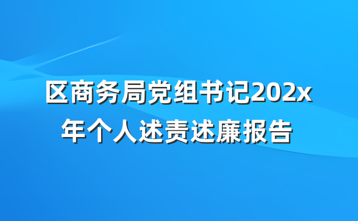 区商务局党组书记202x年个人述责述廉报告