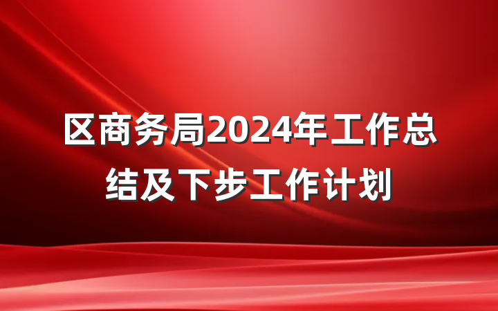 区商务局2024年工作总结及下步工作计划