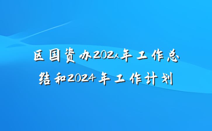 区国资办202x年工作总结和2024年工作计划