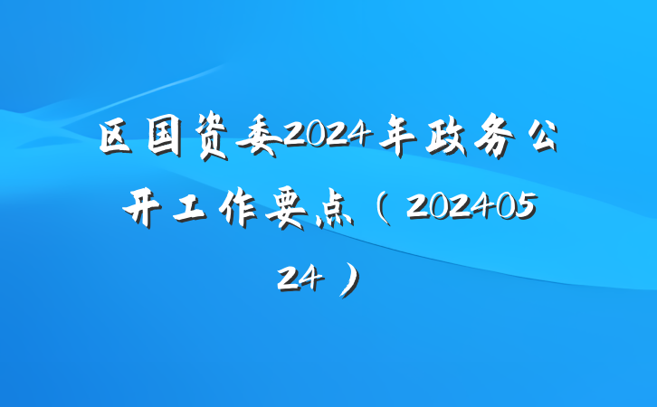 区国资委2024年政务公开工作要点（20240524）