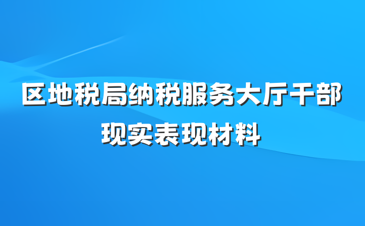 区地税局纳税服务大厅干部现实表现材料