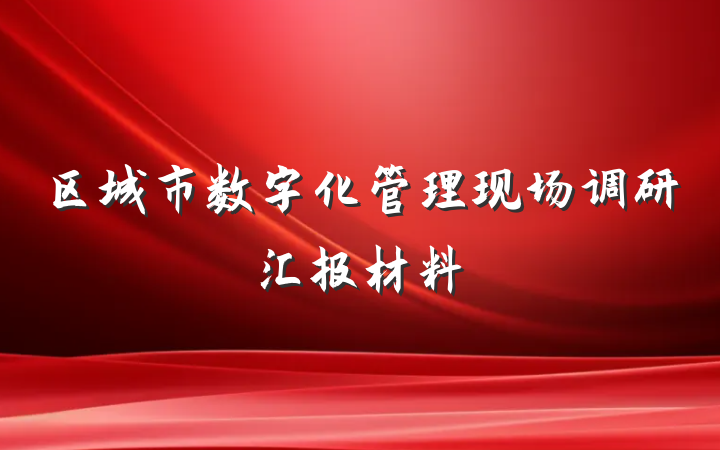 区城市数字化管理现场调研汇报材料