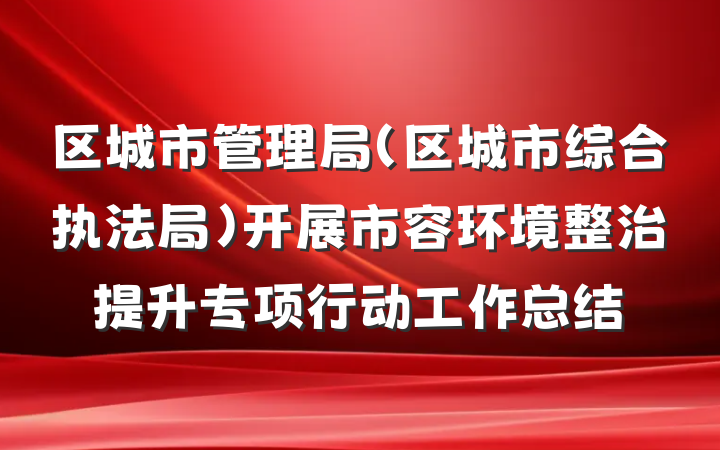 区城市管理局（区城市综合执法局）开展市容环境整治提升专项行动工作总结