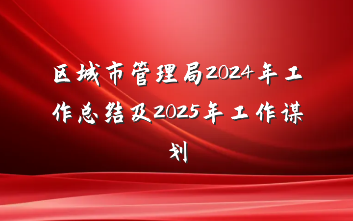区城市管理局2024年工作总结及2025年工作谋划