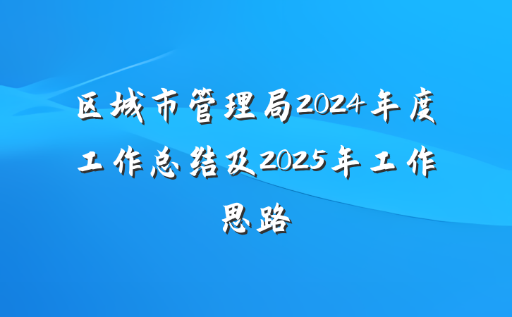 区城市管理局2024年度工作总结及2025年工作思路