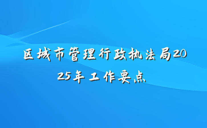 区城市管理行政执法局2025年工作要点