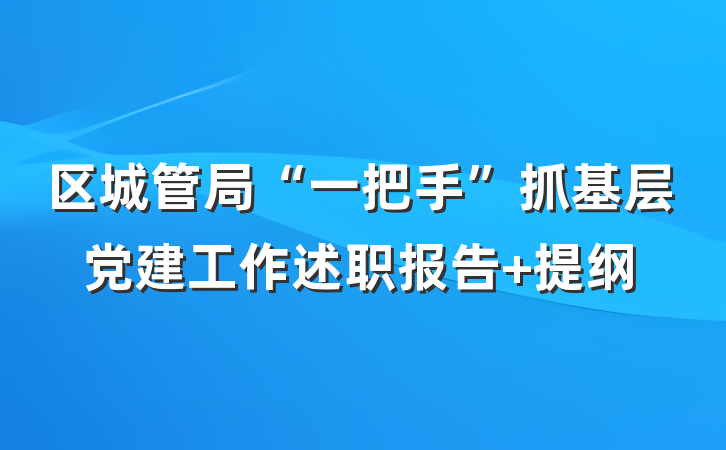 区城管局“一把手”抓基层党建工作述职报告 提纲