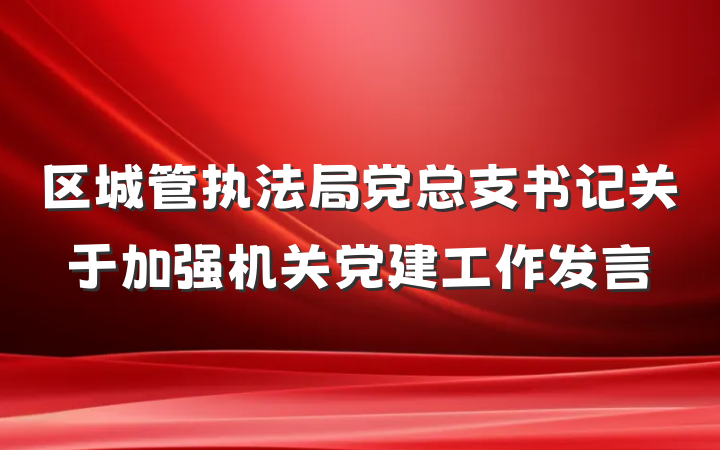 区城管执法局党总支书记关于加强机关党建工作发言