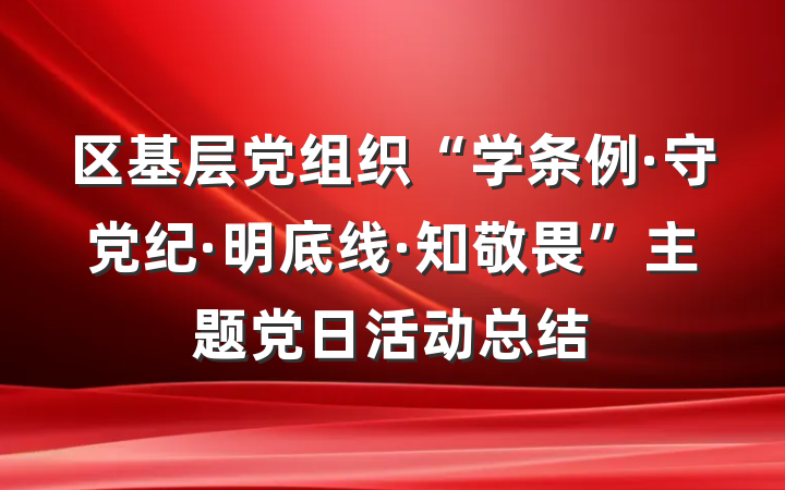 区基层党组织“学条例·守党纪·明底线·知敬畏”主题党日活动总结