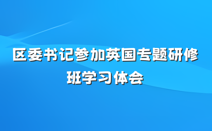 区委书记参加英国专题研修班学习体会