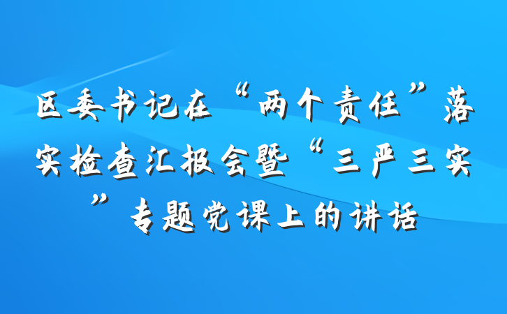 区委书记在“两个责任”落实检查汇报会暨“三严三实”专题党课上的讲话