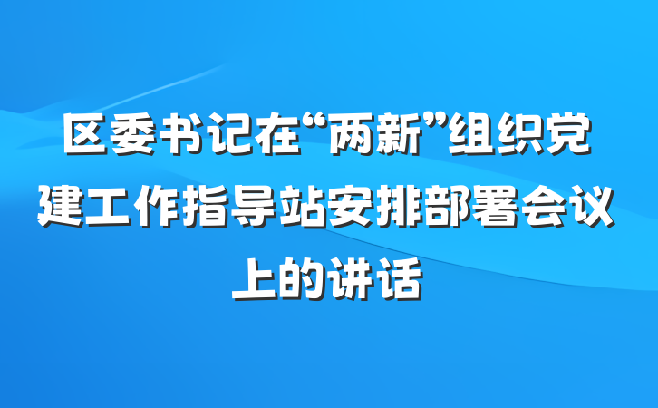 区委书记在“两新”组织党建工作指导站安排部署会议上的讲话