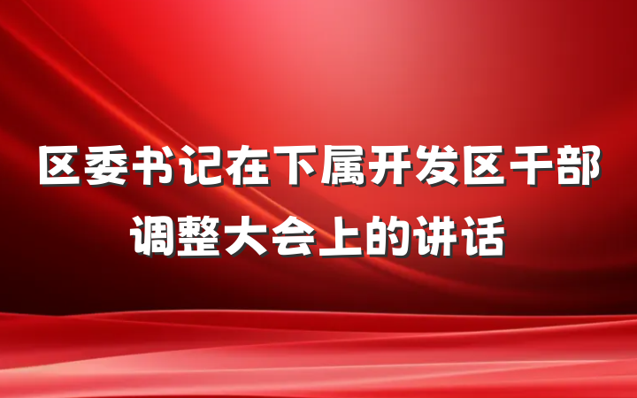区委书记在下属开发区干部调整大会上的讲话