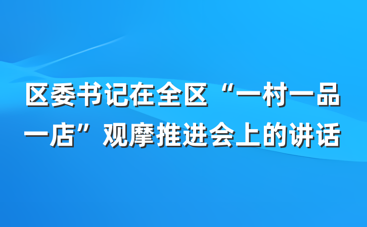 区委书记在全区“一村一品一店”观摩推进会上的讲话