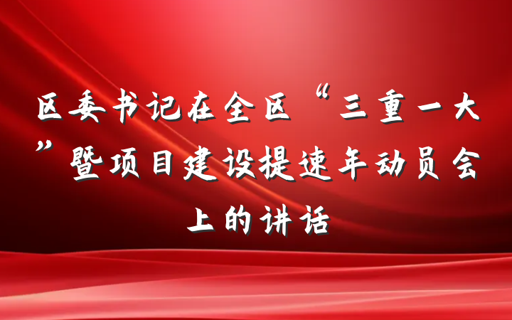 区委书记在全区“三重一大”暨项目建设提速年动员会上的讲话