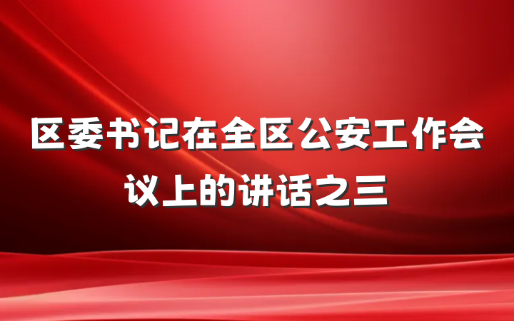 区委书记在全区公安工作会议上的讲话之三