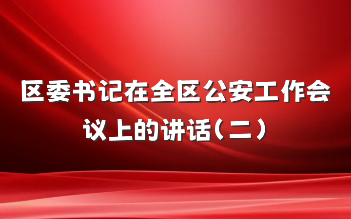 区委书记在全区公安工作会议上的讲话（二）