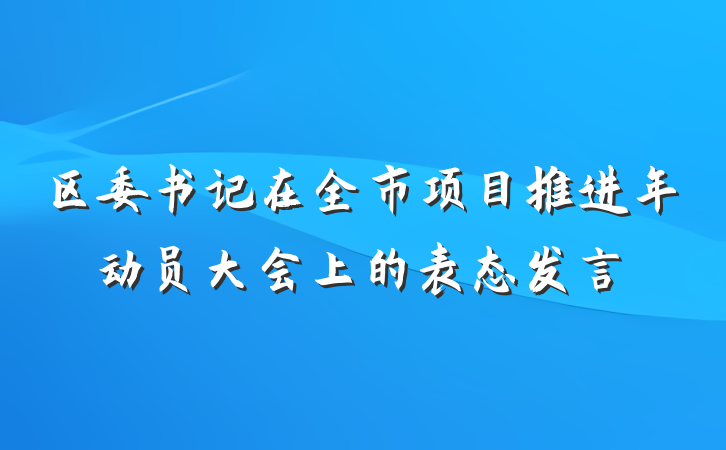 区委书记在全市项目推进年动员大会上的表态发言