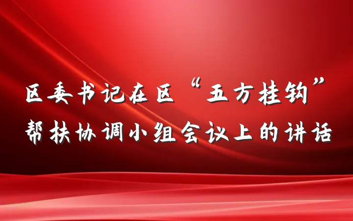 区委书记在区“五方挂钩”帮扶协调小组会议上的讲话