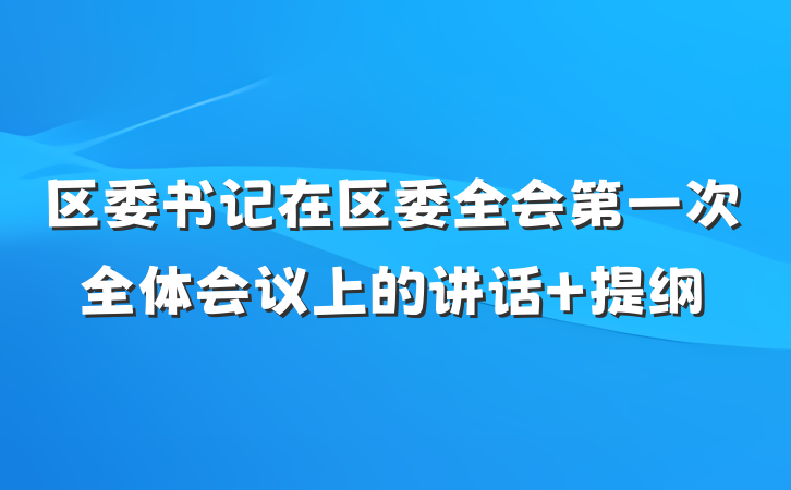 区委书记在区委全会第一次全体会议上的讲话 提纲