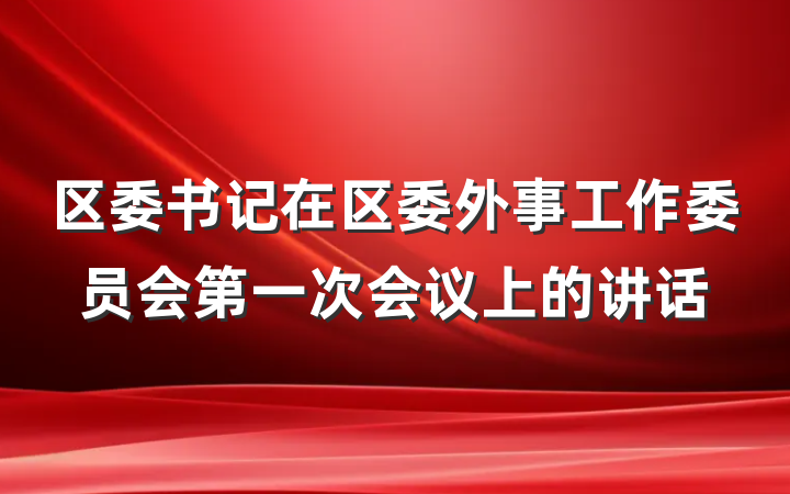 区委书记在区委外事工作委员会第一次会议上的讲话