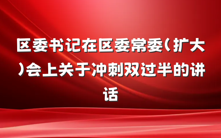 区委书记在区委常委（扩大）会上关于冲刺双过半的讲话