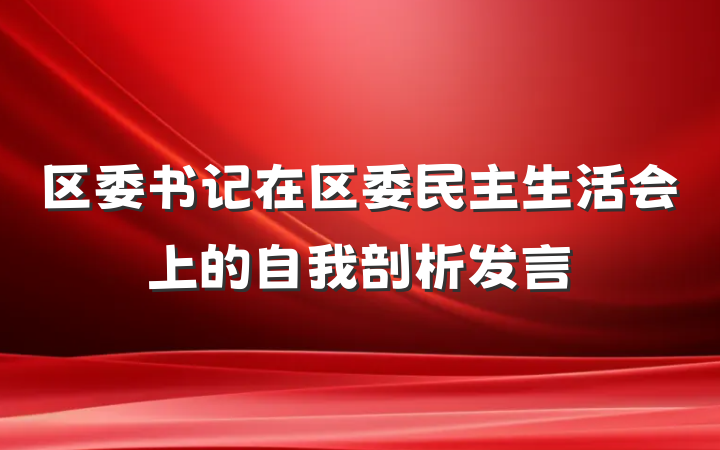区委书记在区委民主生活会上的自我剖析发言
