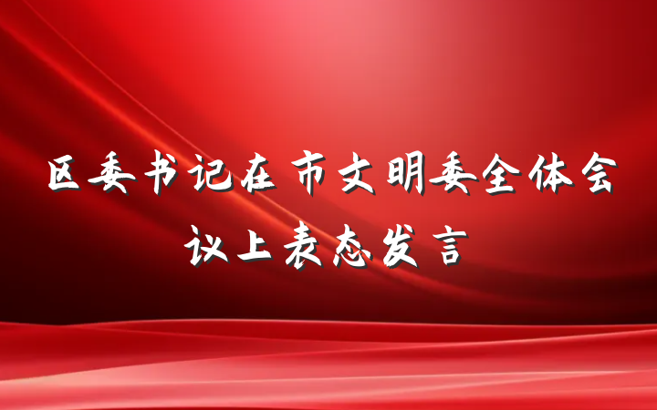区委书记在市文明委全体会议上表态发言