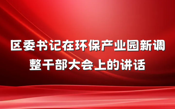 区委书记在环保产业园新调整干部大会上的讲话