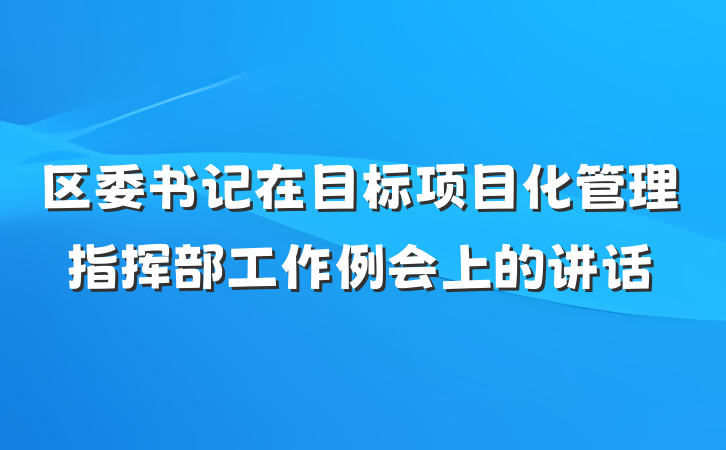 区委书记在目标项目化管理指挥部工作例会上的讲话
