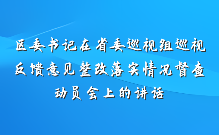 区委书记在省委巡视组巡视反馈意见整改落实情况督查动员会上的讲话