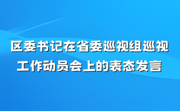 区委书记在省委巡视组巡视工作动员会上的表态发言
