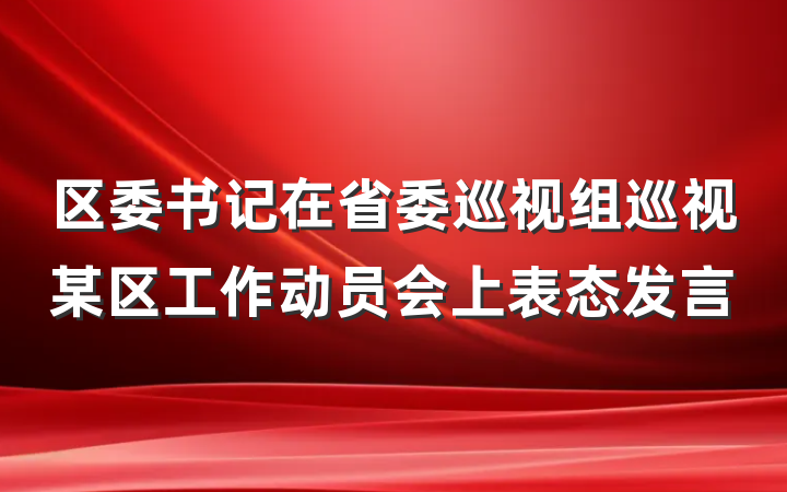 区委书记在省委巡视组巡视某区工作动员会上表态发言