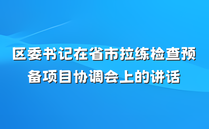 区委书记在省市拉练检查预备项目协调会上的讲话