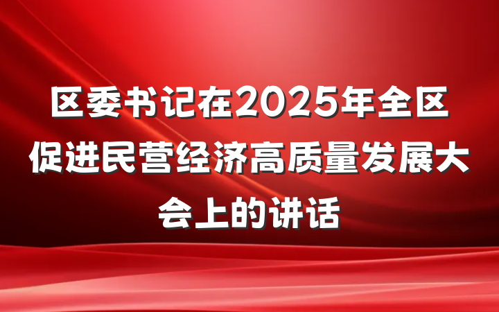 区委书记在2025年全区促进民营经济高质量发展大会上的讲话