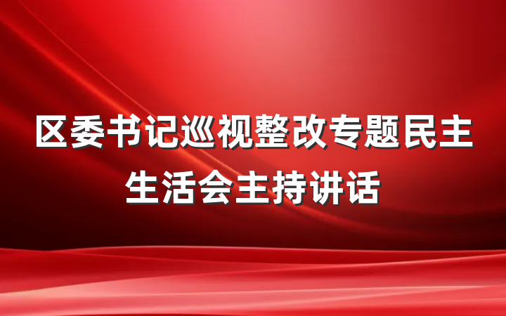 区委书记巡视整改专题民主生活会主持讲话