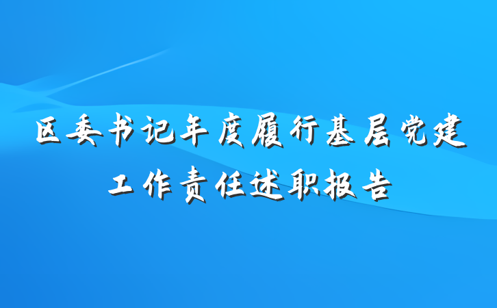 区委书记年度履行基层党建工作责任述职报告