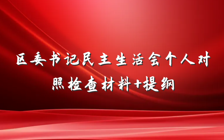 区委书记民主生活会个人对照检查材料 提纲