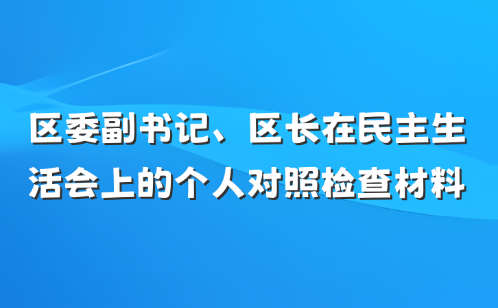 区委副书记、区长在民主生活会上的个人对照检查材料