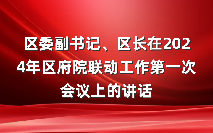 区委副书记、区长在2024年区府院联动工作第一次会议上的讲话