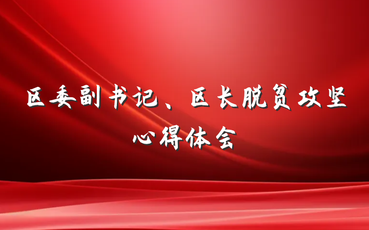 区委副书记、区长脱贫攻坚心得体会
