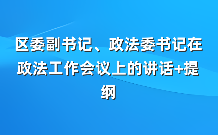 区委副书记、政法委书记在政法工作会议上的讲话 提纲