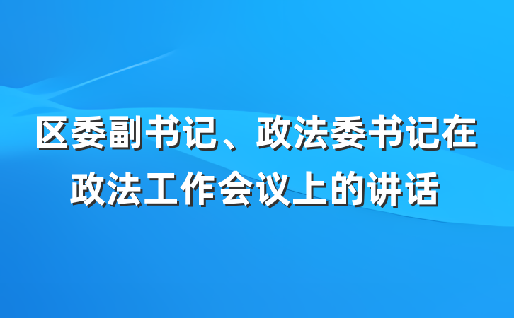 区委副书记、政法委书记在政法工作会议上的讲话