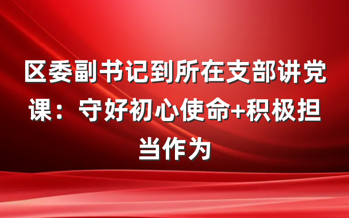 区委副书记到所在支部讲党课：守好初心使命 积极担当作为
