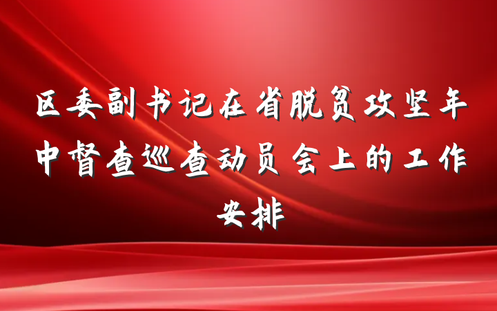 区委副书记在省脱贫攻坚年中督查巡查动员会上的工作安排