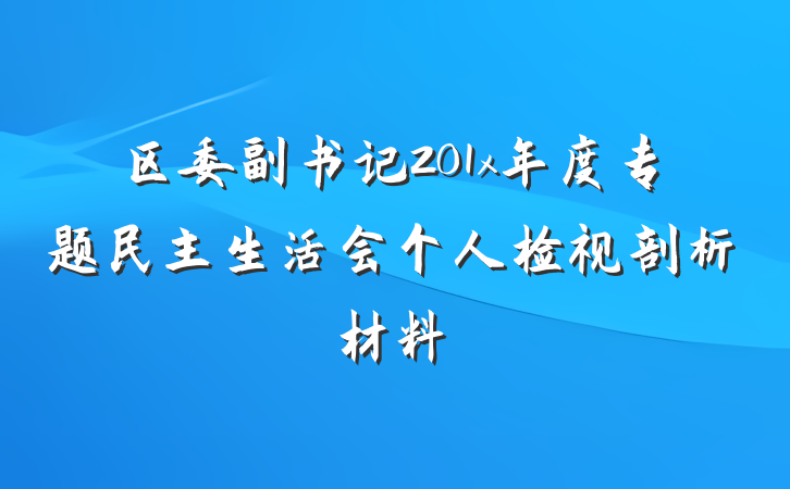 区委副书记201x年度专题民主生活会个人检视剖析材料