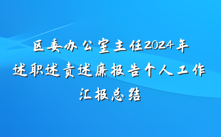 区委办公室主任2024年述职述责述廉报告个人工作汇报总结