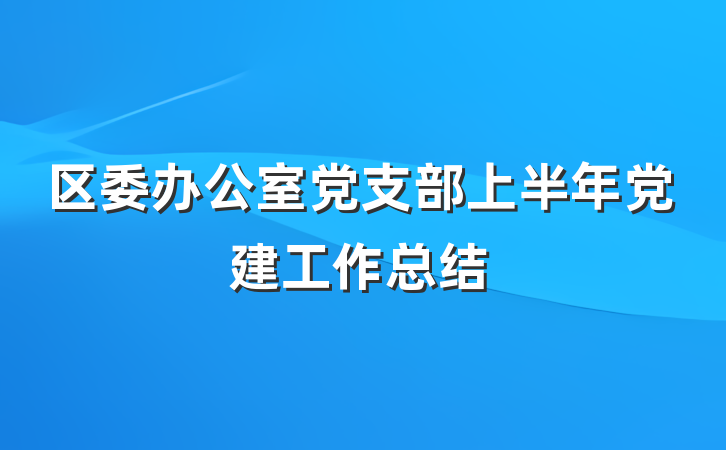 区委办公室党支部上半年党建工作总结