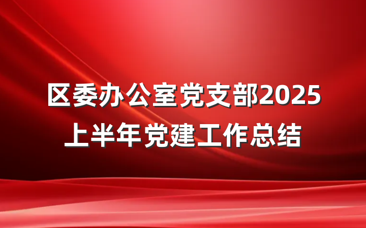 区委办公室党支部2025上半年党建工作总结