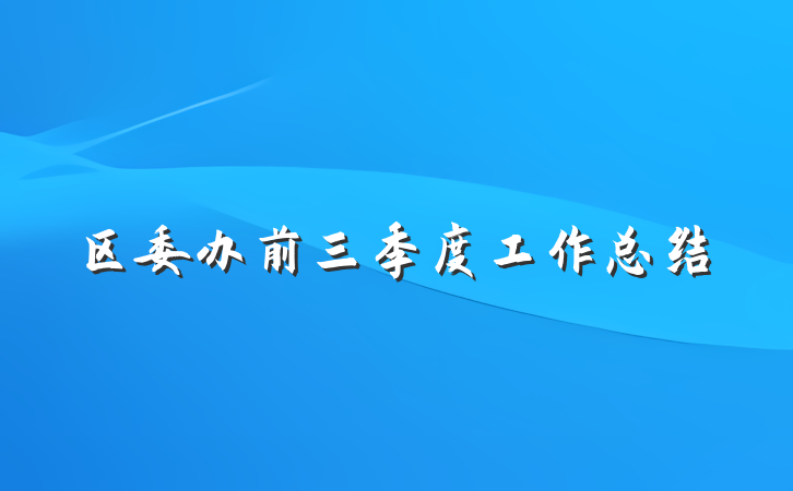 区委办前三季度工作总结